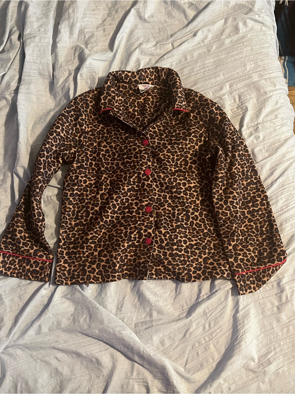 total girl cheetah Print Pajama Top with Pink Trim